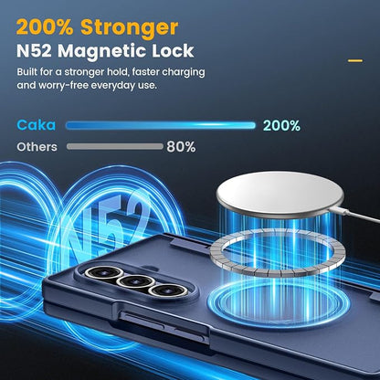 Caka Magnetic for Samsung Galaxy Z Fold 8 Ultra Case with Hinge Protection | Compatible with MagSafe, Built-in Outer Screen Protector, Hinge Guard, Translucent Matte Back, 360° Hybrid Drop Defense