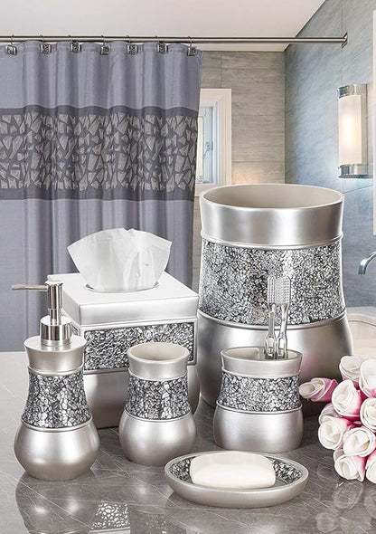Creative Scents Crackled Glass Countertop Towel Stand, Decorative Silver Fingertip Towel Holder, Durable Resin Free Standing Towel Rack, for Elegant Counter Top Bathroom/Shower/Kitchen Decor