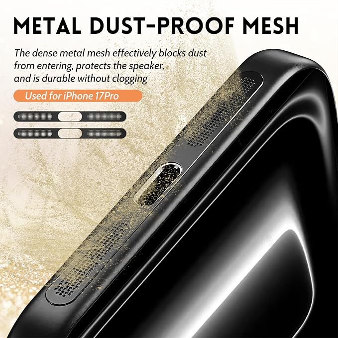Mobile Phone Speaker Metal Dust Mesh, typeC Charging Port dust Plug, USB C Cleaning Brush Cleaning Tool Set for iPhone 17 Pro (Black)