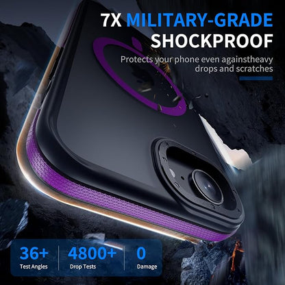 Strong Magnetic for iPhone 16E Case [5X Military-Grade Protection for iPhone 16E Phone case] Compatible with fit MagSafe Shockproof Translucent Slim Thin Case for iPhone 16E-6.1", Purple Bumper