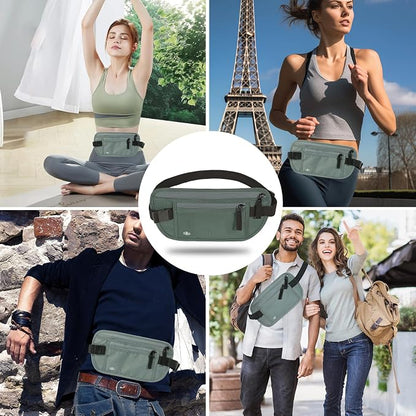 Money Belt for Travel Hidden Travel Pouch Women Men Hidden Rfid Passport Holder for Travel (Dark Green)
