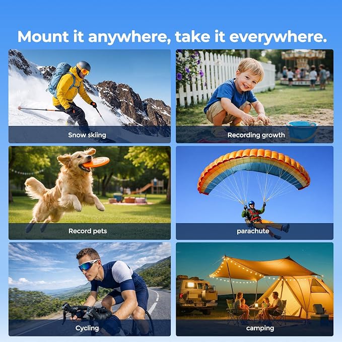 4K Mini Body Camera, Thumb Size POV Cam Action Camera with WiFi, EIS Stabilization, Magnetic Mount, 64GB Storage, Charging Case, Hands-Free Recording for Content Creator TikTok YouTube Vlogging