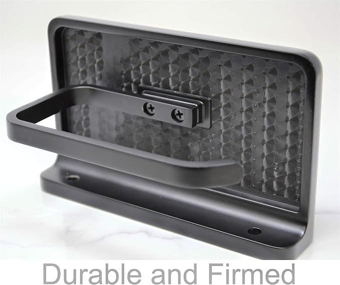Linkaa Wall Mount Toilet Paper Holder with Shelf Matte Black，Zinc Alloy Toilet Tissue Holder with Phone Holder for Bathroom RV Commercial Toilet Tissue Dispensers，Rust-Proof