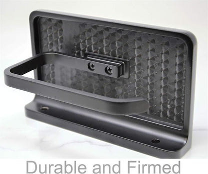 Linkaa Wall Mount Toilet Paper Holder with Shelf Matte Black，Zinc Alloy Toilet Tissue Holder with Phone Holder for Bathroom RV Commercial Toilet Tissue Dispensers，Rust-Proof