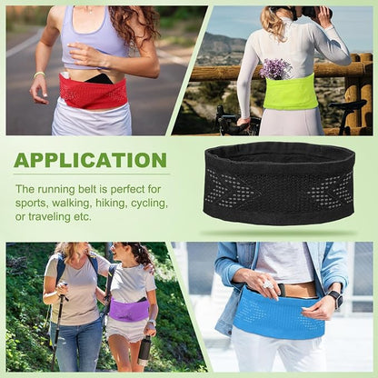 Slim Running Belt, Running Fanny Pack Phone Holder for Women Men Waist Bag Moisture Wicking Storage Belts Bag- Fitting for (Storage Phone-Travel- Sports- Hiking) Black & S