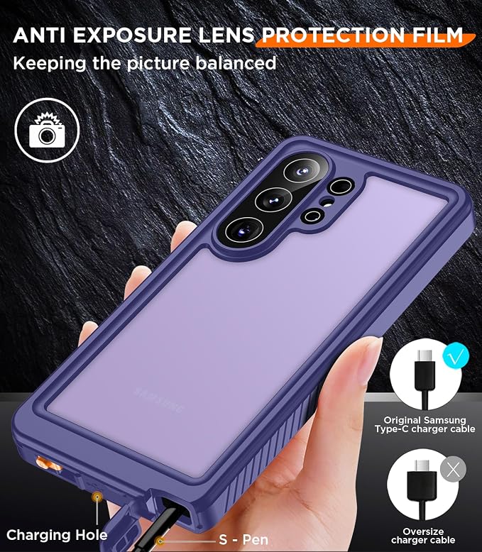 Temdan Designed for Samsung Galaxy S26 Ultra Case Waterproof, Built-in Lens & Screen Protector Military Grade Shockproof Dropproof IP68 Underwater Full Body Phone Case for Galaxy S26 Ultra 6.9"-Purple