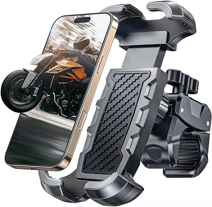 Viccux 2026 Upgrade Motorcycle Phone Mount [Heavy-Duty Clamp & 360° Rotation], Super Stable Bike Phone Holder for iPhone 17/16/15/14 & 4.7-6.8" Phone, Phone Holder for Bike/Bicycle/Motorbike/Scooter