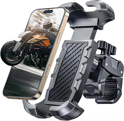 Viccux 2026 Upgrade Motorcycle Phone Mount [Heavy-Duty Clamp & 360° Rotation], Super Stable Bike Phone Holder for iPhone 17/16/15/14 & 4.7-6.8" Phone, Phone Holder for Bike/Bicycle/Motorbike/Scooter