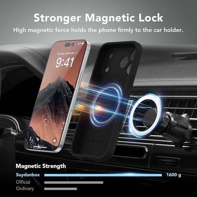 Magnetic for iPhone 17 Pro Max Case, Compatible with MagSafe, [Full Camera Protection][Screen Protector] Silicone Shockproof Protective Phone Case for iPhone 17 Pro Max 6.9", Black