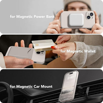 Magnetic for iPhone 14 Case, Compatible with MagSafe, [Full Camera Protection][Screen Protector] Silicone Shockproof Protective Phone Case for iPhone 14 6.1 inch, Stone