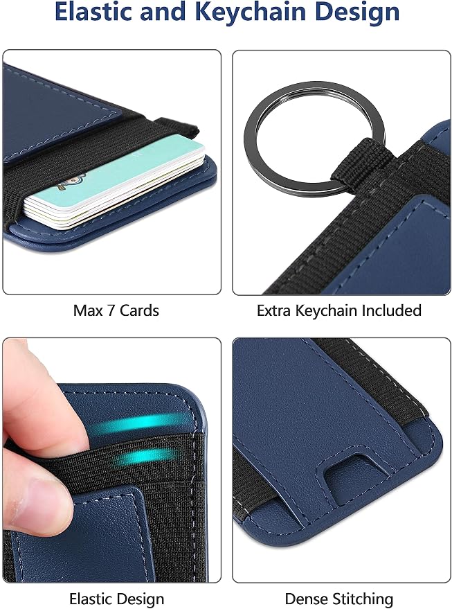 For Magsafe Wallet, Strongest Magnetic Wallet for iPhone 17/16/15/14/13/12 Series, for Magsafe Card Holder with 2 Card Slots, Magnetic Card Holder, Vegan Leather, Hold 7 Cards, Slim, Navy Blue