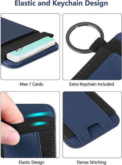 For Magsafe Wallet, Strongest Magnetic Wallet for iPhone 17/16/15/14/13/12 Series, for Magsafe Card Holder with 2 Card Slots, Magnetic Card Holder, Vegan Leather, Hold 7 Cards, Slim, Navy Blue