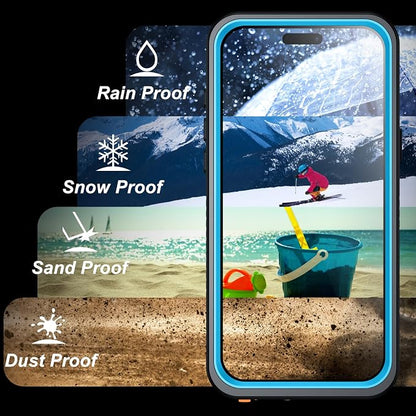SPIDERCASE Magnetic for iPhone 17 Case- [Compatible with Magsafe] [IP68 Underwater] 15FT Military Grrade Shockproof Full Body Sealed Drop Protection with Lanyard for iPhone 17 6.3"-Blue/Clear