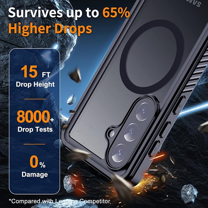 Hualele for Samsung Galaxy S26 Plus Case Waterproof, Compatible with MagSafe, Built in Lens & Screen Protector Rugged Full Body Protection IP68 Underwater Cover for Galaxy S26 Plus 5G Black