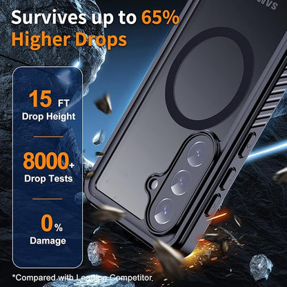Hualele for Samsung Galaxy S26 Plus Case Waterproof, Compatible with MagSafe, Built in Lens & Screen Protector Rugged Full Body Protection IP68 Underwater Cover for Galaxy S26 Plus 5G Black