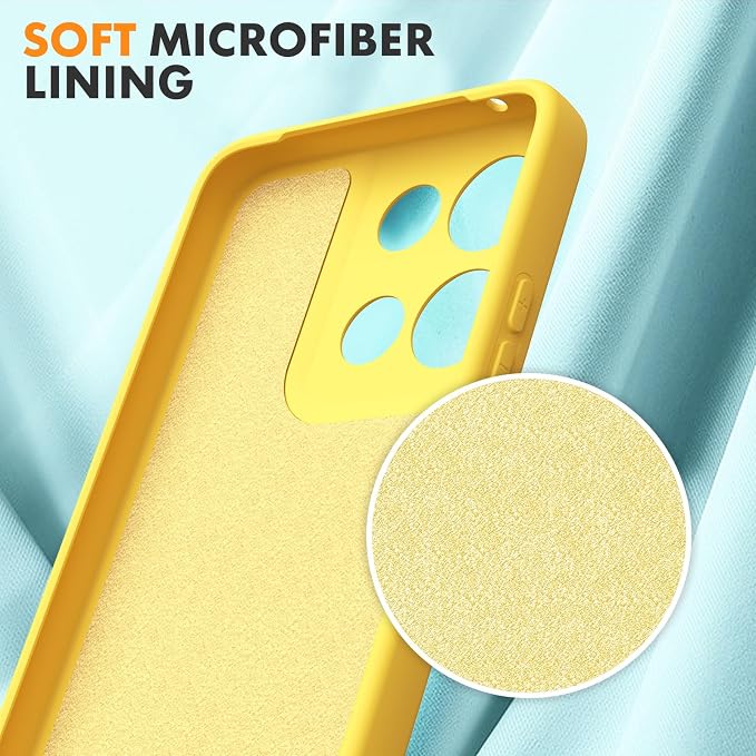 for Motorola Moto G 2025 Case, 2 Pack Tempered Glass Screen Protectors, Soft TPU Liquid Silicone Shockproof Gel Case-Yellow