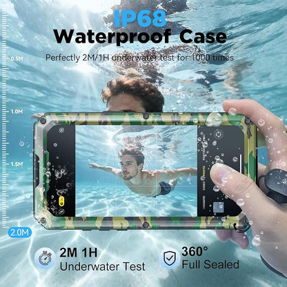 Beasyjoy for iPhone 17 Pro Case Waterproof, Heavy Duty Metal Full Body Protection, Built-in Screen Protector, Military Grade Shockproof Dustproof Rugged Cover for iPhone 17 Pro 6.3", Camo