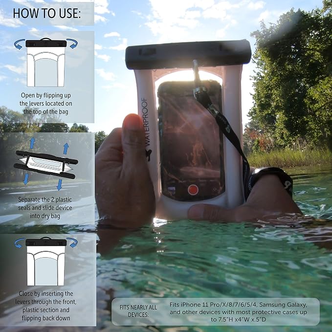 geckobrands Float Phone Dry Bag with Arm Band - Floating Watertight Dry Bag Phone Pouch, Fits Most iPhone and Samsung Galaxy Models