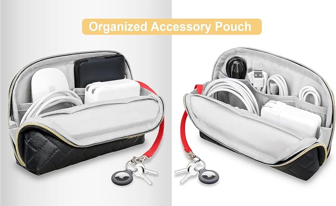 Lacdo Electronic Organizer Travel Case Cable Organizer Bag Pouch Tech Electronic Accessories Carry Case Portable for Cords, Cables, Chargers, Power Adapter, Phone, Power Bank, USB Flash drives, Black
