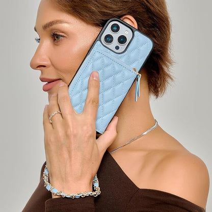 LAMEEKU for iPhone 17 Pro Case Wallet with Card Holder, Wrist Strap Crossbody Phone Cover for Women 6.3" Blue