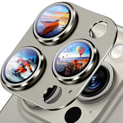 Uyiton Compatible with iPhone 16 Pro/iPhone 16 Pro Max Camera Lens Protector - [Not Easy to Break][Strong Adsorption][Case-Friendly] Metal Tempered Glass Rear Camera Screen Cover - Natural Titanium