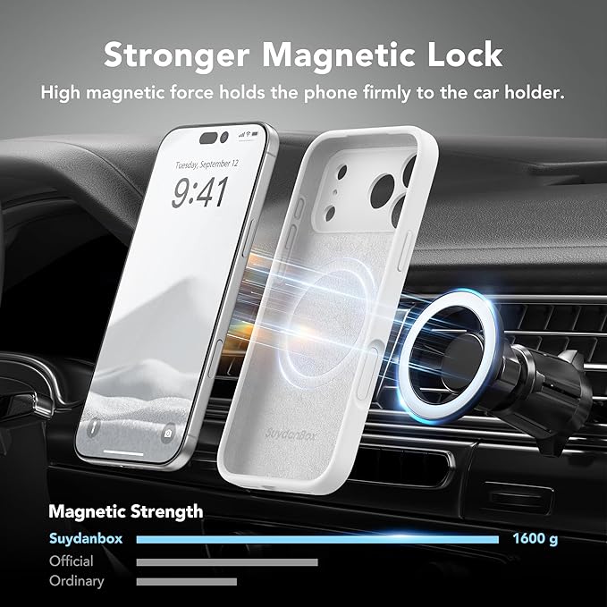 Magnetic for iPhone 17 Pro Max Case, Compatible with MagSafe, [Full Camera Protection][Screen Protector] Silicone Shockproof Protective Phone Case for iPhone 17 Pro Max 6.9", White