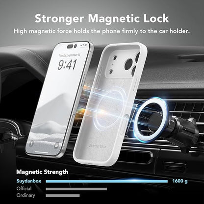 Magnetic for iPhone 17 Pro Case, Compatible with MagSafe, [Full Camera Protection][Screen Protector] Silicone Shockproof Protective Phone Case for iPhone 17 Pro 6.3", White