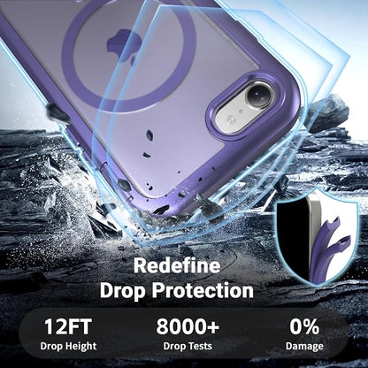 jaroco Magnetic for iPhone SE Case 3rd/2rd,iPhone 8/7 Case, [Compatible with MagSafe][Military Grade Drop Protection][Heavy Duty Protection][Non-Slip] 2-Layer Bumper Phone Case 4.7''-Dark Purple
