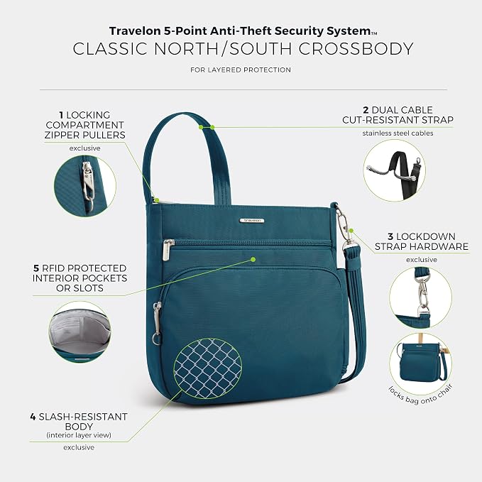 Travelon Anti-Theft Classic North/South Crossbody Bag