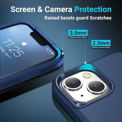 jaroco for iPhone 13 Case & iPhone 14 Case & iPhone 15 Case [Heavy Duty Protection][Compatible with MagSafe][Military Grade Drop Protection][Shockproof] with Non-Slip Removable Phone Cover 6.1''-Blue
