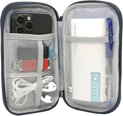 CAAORDKSO Electronic Organizer Travel Cable Accessories Case, Organizer Bag, Accessories Pouch for Cable, USB, Cord, Charger, Phone, Power Bank, Earphone (Navy Blue)