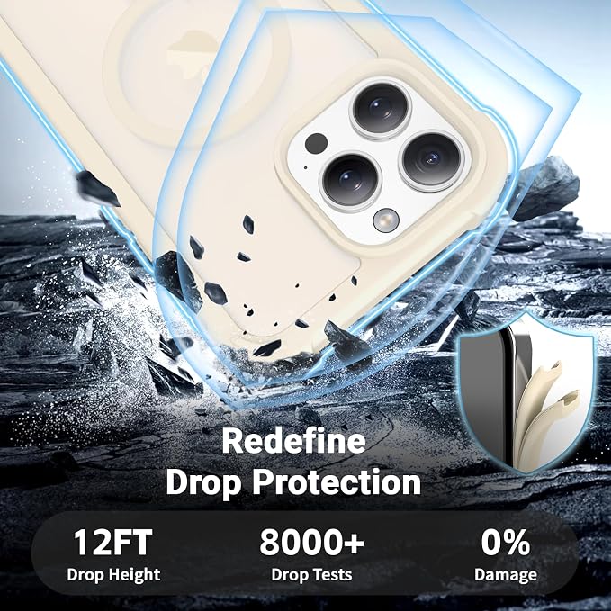 jaroco Magnetic for iPhone 15 Pro Max Case, [Compatible with MagSafe][Military Grade Drop Protection][Heavy Duty Protection][Non-Slip][Shockproof] 2-Layer Durable Bumper Phone Case 6.7''-Antique White