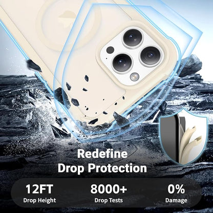 jaroco Magnetic for iPhone 15 Pro Max Case, [Compatible with MagSafe][Military Grade Drop Protection][Heavy Duty Protection][Non-Slip][Shockproof] 2-Layer Durable Bumper Phone Case 6.7''-Antique White