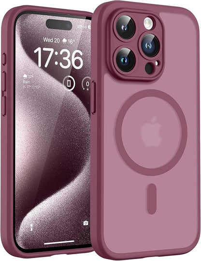 TOCOL for Phone 15 Pro Case, Compatible with Magsafe Charger, Full Camera Protection, Drop Protection, Translucent Matte Phone Case for iPhone 15 Pro 6.1 inch (Plum)