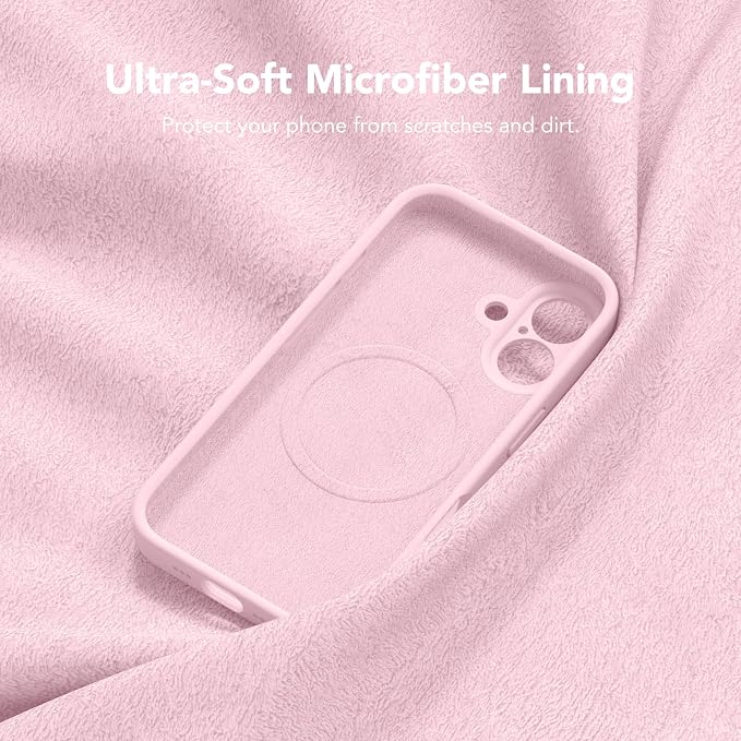Magnetic for iPhone 16 Plus Case, Compatible with MagSafe, [Full Camera Protection][Screen Protector] Silicone Shockproof Protective Phone Case for iPhone 16 Plus 6.7", Chalk Pink