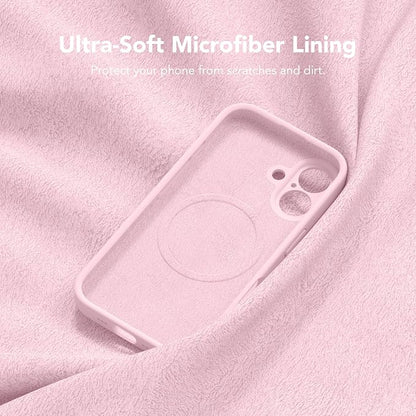 Magnetic for iPhone 16 Plus Case, Compatible with MagSafe, [Full Camera Protection][Screen Protector] Silicone Shockproof Protective Phone Case for iPhone 16 Plus 6.7", Chalk Pink