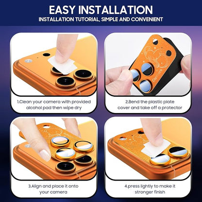 2 Pack Camera Lens Protector for iPhone 17 Pro,Virgo Pattern, AR 360-Degree Protection,Drop Protection,Anti Scratch Full-Coverage,Camera Transmfttance HD,Easy Installation,Orange