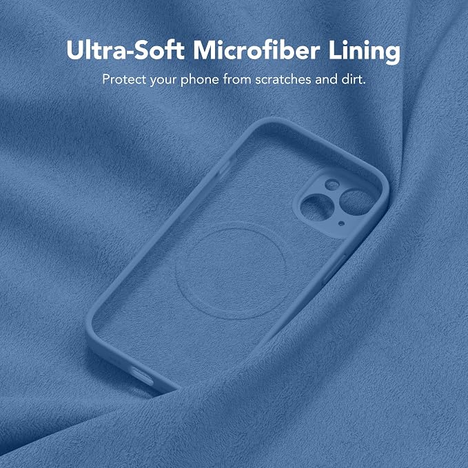 Magnetic for iPhone 15 Case, Compatible with MagSafe, [Screen Protector + Full Camera Protection], Silicone Shockproof Anti-Scratch Protective Phone Case for iPhone 15 6.1", Lake Blue