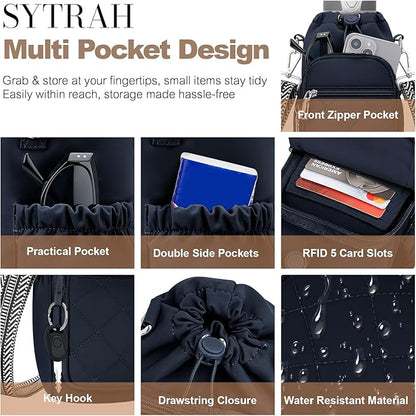 SYTRAH Water Bottle Carrier Bag with Strap, Water Bottle Purse with Phone Pocket 40oz for Walking Hiking