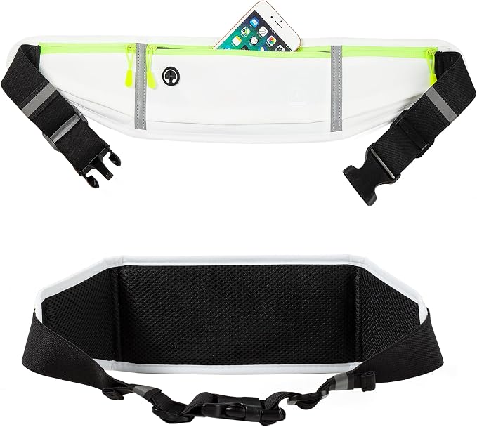 Running Belt, Slim Fanny Packs for Women Men, White Waist Pack Running Fanny Pack Phone Holder for Running Hiking Cycling Sports