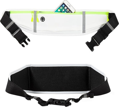 Running Belt, Slim Fanny Packs for Women Men, White Waist Pack Running Fanny Pack Phone Holder for Running Hiking Cycling Sports