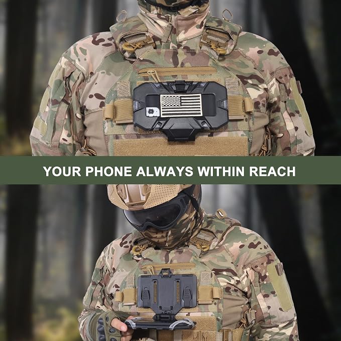Molle Phone Holder Universal Tactical Phone Holder for Tactical Plate Carrier Molle Vest Attachments Compatible with Screen Size 4.7"-6.7" Phones (Black)