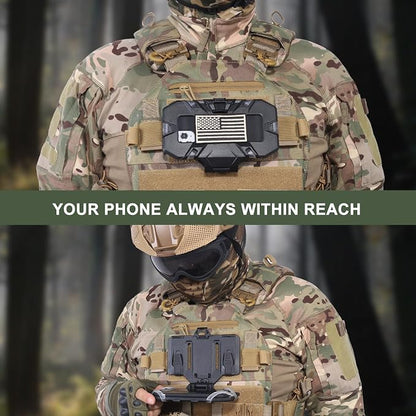 Molle Phone Holder Universal Tactical Phone Holder for Tactical Plate Carrier Molle Vest Attachments Compatible with Screen Size 4.7"-6.7" Phones (Black)