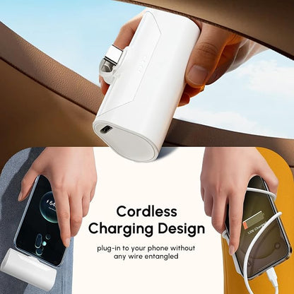Mini USB C Power Bank for iPhone 17, 4800mah Compact Handy Portable Charger Backup Battery Pack Compatible With Samsung Note series/ iPhone 16/15 series/Samsung Galaxy Z fold series/Galaxy Flip-White