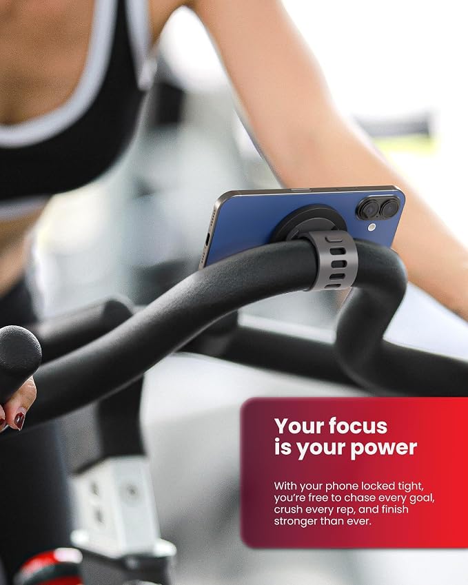 BLAUBECK Bike Mount Stroller Phone Holder for MagSafe - Universal Magnetic Phone Mount for Stroller, Treadmill, Golf Push Cart, Steering Wheel, Peloton Bike & Tread - Exercise Accessories for iPhone