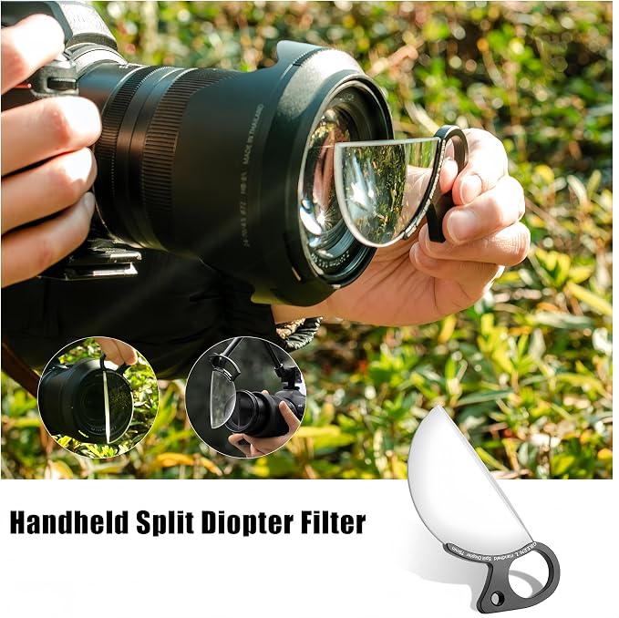 GREEN.L 100mm Handheld Split Diopter Prism Filter – Half Circular Optical Glass Lens for Creative Foreground Blur, Bokeh & Cinematic Effects