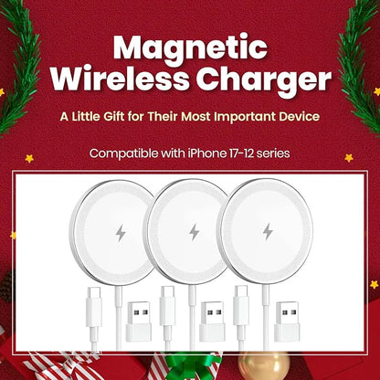 3Pack Magnetic Wireless Charging Pad: 15W Fast Qi Wireless Charger for iPhone 17 16 15 14 13 12 Series Series & AirPods 4 3 2 Pro 3,Strong Magnet Slim Portable for Travel Home,Case-Friendly, White