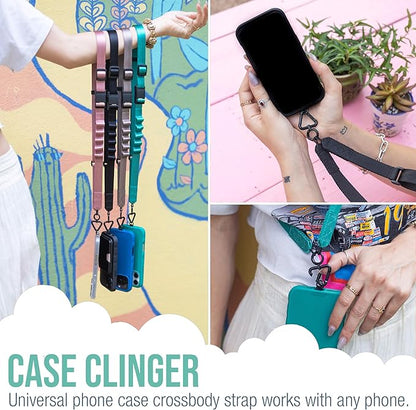 Smartish Phone Lanyard - Case Clinger - Universal iPhone Holder w/Detachable Crossbody Shoulder Neck Strap w/Storage Loops, Fidlock, Insert for Phone Cases iPhone, Galaxy, Pixel - Black Tie Affair