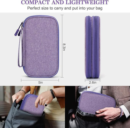 FYY Electronic Organizer, Travel Cable Organizer Bag Pouch Electronic Accessories Carry Case Portable Waterproof Double Layers Storage Bag for Cable, Cord, Charger, Phone, Medium Size, Dark Purple