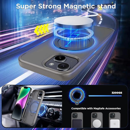 CACOE Magnetic Case for iPhone 13/14 6.1 inch with 360 Rotatable Ring Stand, Compatible with MagSafe Car Phone Mount, Cases Cover Phone Holder for Desk Meeting/Videos